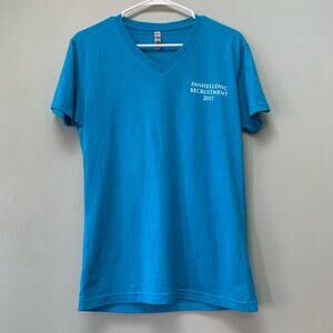 Sorority Panhellenic Recruitment V-Neck T-Shirt Short Sleeve Turquoise Sz Small